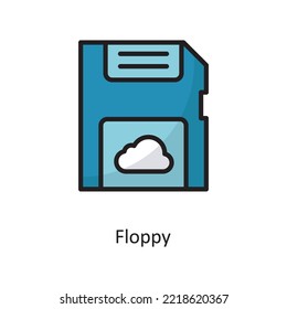 Floppy Vector  Filled Outline Icon Design illustration. Cloud Computing Symbol on White background EPS 10 File