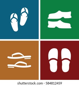 flops icons set. Set of 4 flops filled icons such as flip flops