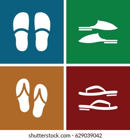 Flops icons set. set of 4 flops filled icons such as slippers