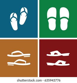 Flops icons set. set of 4 flops filled icons such as flip flops