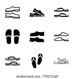 Flops icons. set of 9 editable filled and outline flops icons such as flip flops
