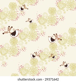 flora and birds wallpaper design