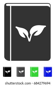 Flora Book flat vector illustration. Flora Book icon with gray, black, blue, green color versions.