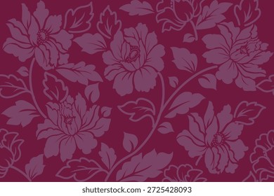 Flora damask seamless pattern embroidery. Indian style, art ornament print. Ethnic south western decor style, vector seamless pattern, cover, wallpaper, wrapping, fabric, clothing, blanket, background