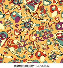 Flora fauna.Vector ethnic background with animals. Seamless pattern can be used for wallpapers, pattern fills, web page background,surface textures.Bright children's cartoon animals.