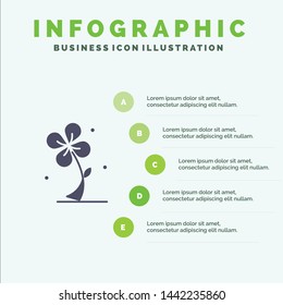 Flora, Floral, Flower, Nature, Spring Solid Icon Infographics 5 Steps Presentation Background