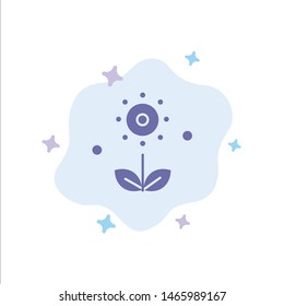 Flora, Floral, Flower, Nature, Spring Blue Icon on Abstract Cloud Background. Vector Icon Template background