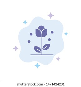 Flora, Floral, Flower, Nature, Spring Blue Icon on Abstract Cloud Background. Vector Icon Template background