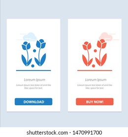 Flora, Flower, Nature, Rose, Spring  Blue and Red Download and Buy Now web Widget Card Template. Vector Icon Template background