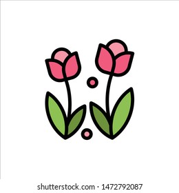 Flora, Flower, Nature, Rose, Spring  Flat Color Icon. Vector icon banner Template