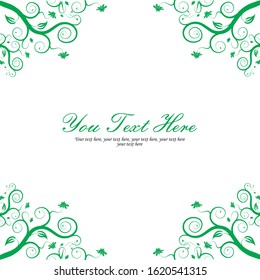 Flora frame. Botanical with green branches for save the date, wedding design, invitations, greeting cards, packing, vector illustration.