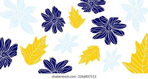 flora free hand drawing with earth tone color