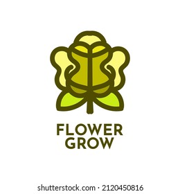 flora grow flower nature logo concept design illustration