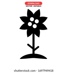 Icono de flora o logotipo símbolo de signo aislado Ilustración vectorial - Iconos vectoriales de estilo negro de alta calidad
