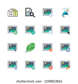 flora icons set with leaf, image and greenhouse vector set