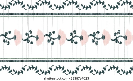 flora ikat seamless pattern, Horizontal traditional seamless geometric pattern, , Aztec style, embroidery, abstract, vector, design illustration for texture, fabric, print