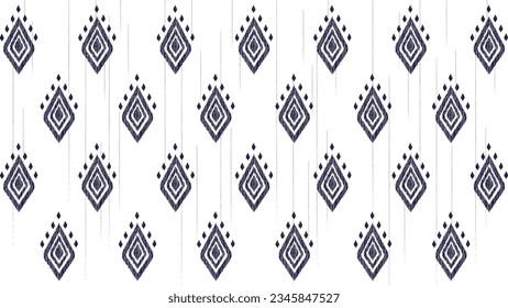 Flora ikat seamless pattern, Horizontal traditional seamless geometric pattern,  Aztec style, embroidery, abstract, vector, design illustration for texture, fabric, print