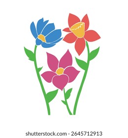 flora modern doodle vector color illustration