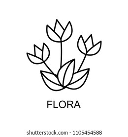 flora outline icon. Element of enviroment protection icon with name for mobile concept and web apps. Thin line flora icon can be used for web and mobile on white background