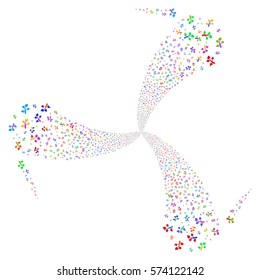 Flora Plant fireworks swirl rotation. Vector illustration style is flat bright multicolored iconic symbols on a white background. Object whirl combined from random pictograms.