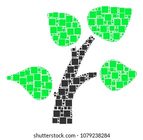 Flora Plant mosaic icon of rectangles and circles in various sizes. Vector items are organized into flora plant illustration design concept.