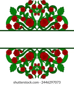 Vector de borde del marco del ornamento de la flora y de la rosa para el diseño romántico de la decoración