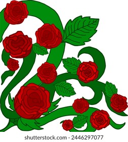 Flora and Rose Ornament Frame Border Vector For Romantic Decoration Design