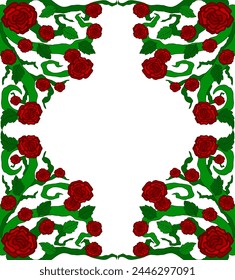 Flora and Rose Ornament Frame Border Vector For Romantic Decoration Design
