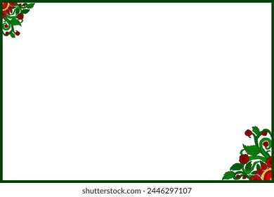 Vector de borde del marco del ornamento de la flora y de la rosa para el diseño romántico de la decoración