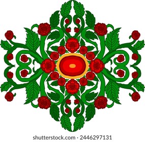 Flora and Rose Ornament Frame Border Vector For Romantic Decoration Design