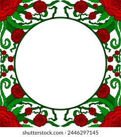 Flora and Rose Ornament Frame Border Vector For Romantic Decoration Design