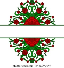 Flora and Rose Ornament Frame Border Vector For Romantic Decoration Design