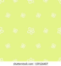 flora seamless pattern background / white flowers on light green background.