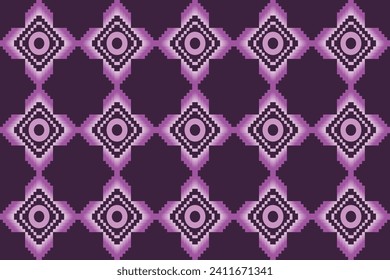 Flora seamless pattern with purple, Traditional Elegance Meets Modern Geometry with purple color, seamless pattern for fabric, wallpapers, carpet and ceramic.