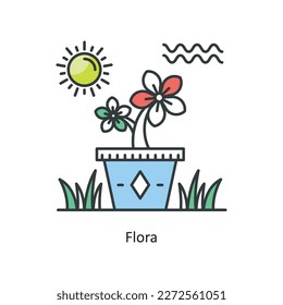 Flora Vector Filled Outline Icon Design illustration. Ecology Symbol on White background EPS 10 File