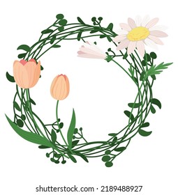 flora wreath cartoon in flat style