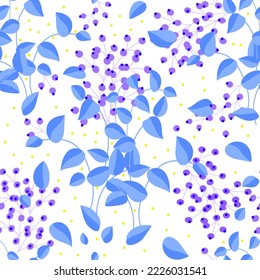 florafloral winter pattern on isolated background, cool colors of leaves and berriesl winter pattern. Vector illustration