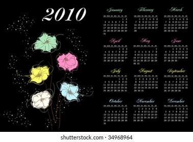 Floral 2010 Calendar Stock Vector (Royalty Free) 34968964 | Shutterstock