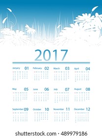 Floral 2017 vector calendar design. Elements for your work. Eps10