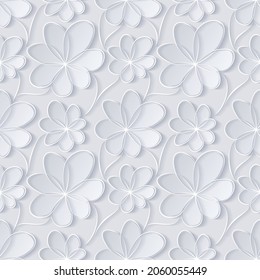 Floral 3d background. Seamless pattern for decoration. Ornate pattern with flowers. Vector illustration