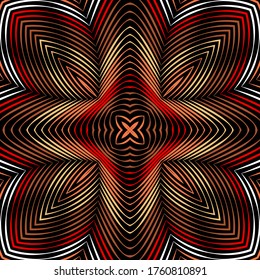 Floral 3d líneas vectorial patrón sin fisuras. Moderno fondo de superficie ornamental. Fondo de flores de arte de línea repetida por volumen. Elegancia colorida adorno de colorido. Diseño texturado a rayas. Fondo de escritorio. Tela.