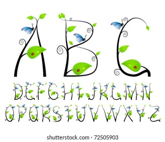 Floral ABC with butterfly and ladybug