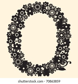 floral ABC, decorative letter O