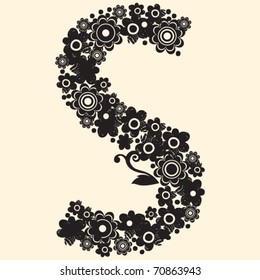 floral ABC, decorative letter S