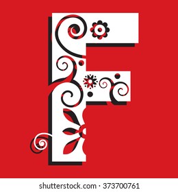 floral ABC, ornamental letter F