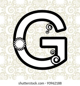 floral ABC, ornamental letter G