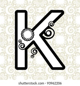 floral ABC, ornamental letter K