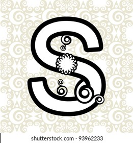 floral ABC, ornamental letter S