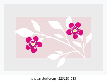 Vector de fondo de arte abstracto floral. Papel de pared, hojas, flores, árboles. Diseño mínimo para el embalaje, impresiones, decoración de pared.