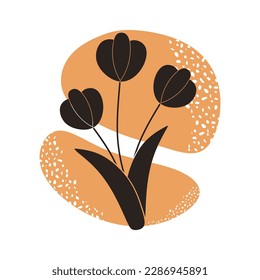 Floral abstract art. Hand drawing plant with abstract shape, trendy floral illustration for wall framed prints, social media post, poster, home decor, cover, wallpaper. Vector 